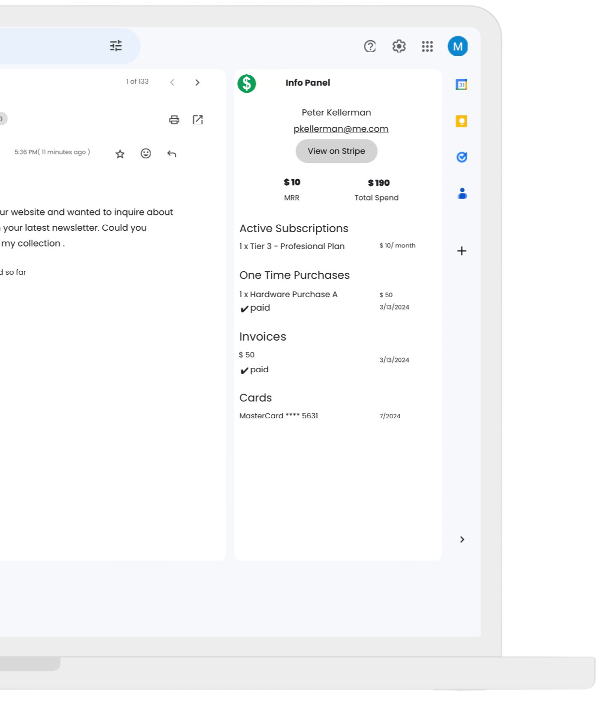 Inbox Transaction Viewer Info Panel